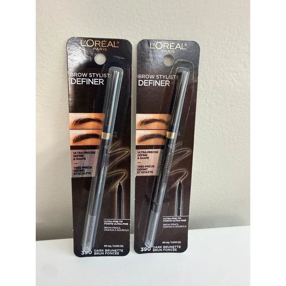 L'Oreal Brow Stylist Definer Pencil Women 2-Pack Dark Brunette Waterproof NWT